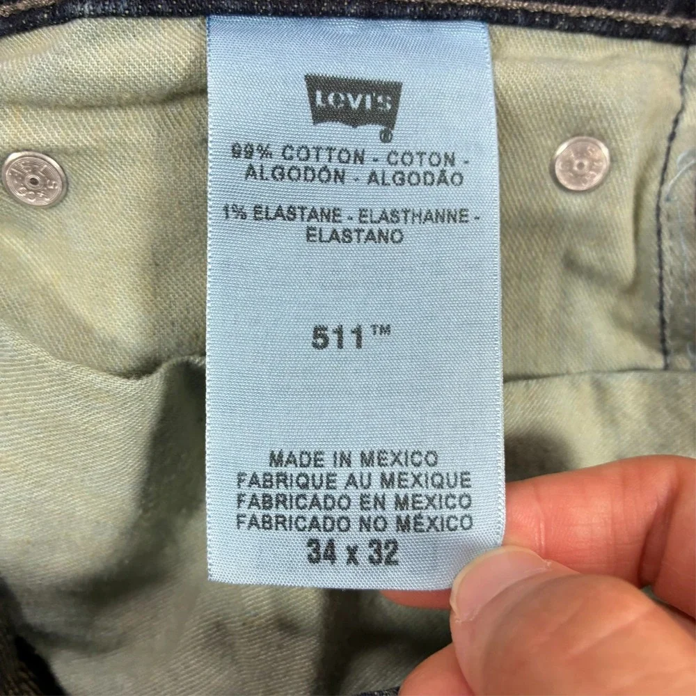 Levi's 511 Mens Straight Jeans Size 34x32 Blue Denim Stretch Low Rise Casual